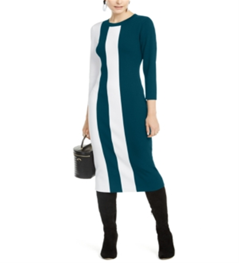 INC International Concepts Women's Colorblocked Sweater Dress Blue Size PP