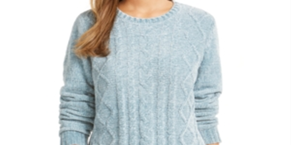 Karen Scott Women's  Cable-Knit Chenille Sweater  Blue Size XS -