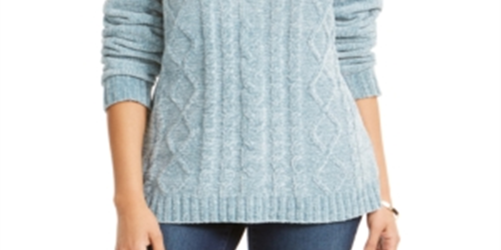 Karen Scott Women's  Cable-Knit Chenille Sweater  Blue Size XS -
