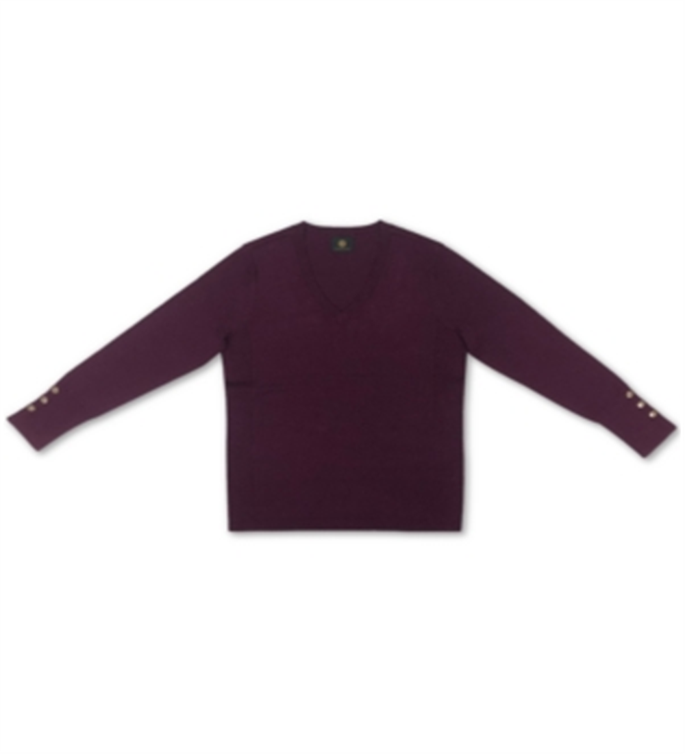 JM Collection Women's Button-Cuff Pullover Sweater Berried Treasur Size XS