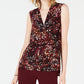 Bar III Women's Printed V Neck Shell Red Size Medium