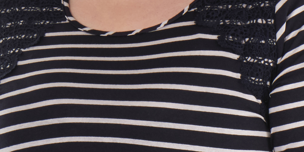 NY Collection Women's Plus Size Crochet-Trimmed Stri Navy Lunastripe Size 1X