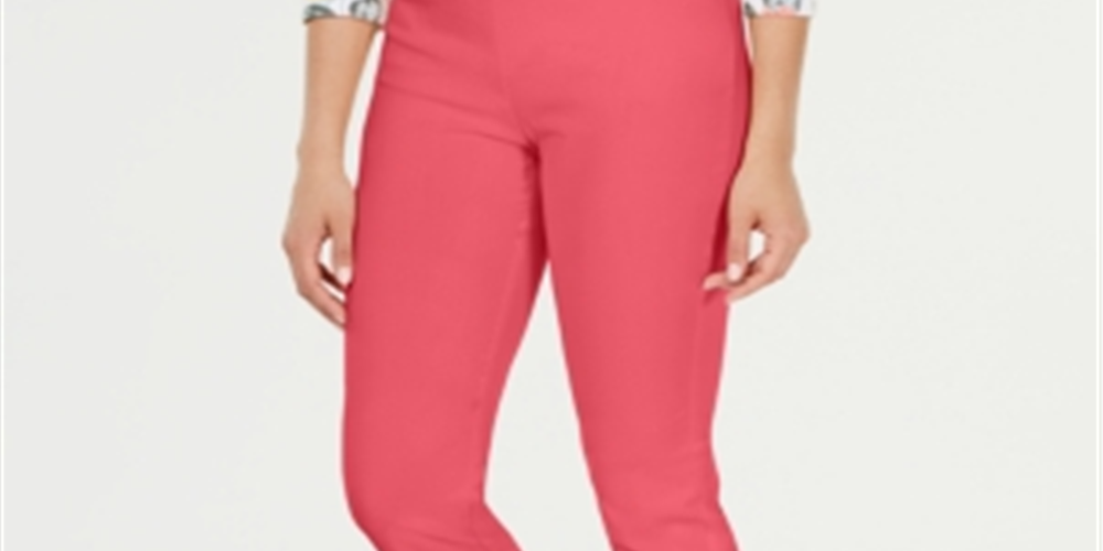 Charter Club Women's Cambridge Skinny Pull-on Tummy-Control Pants  - Tuscon Coral Pink Size 4