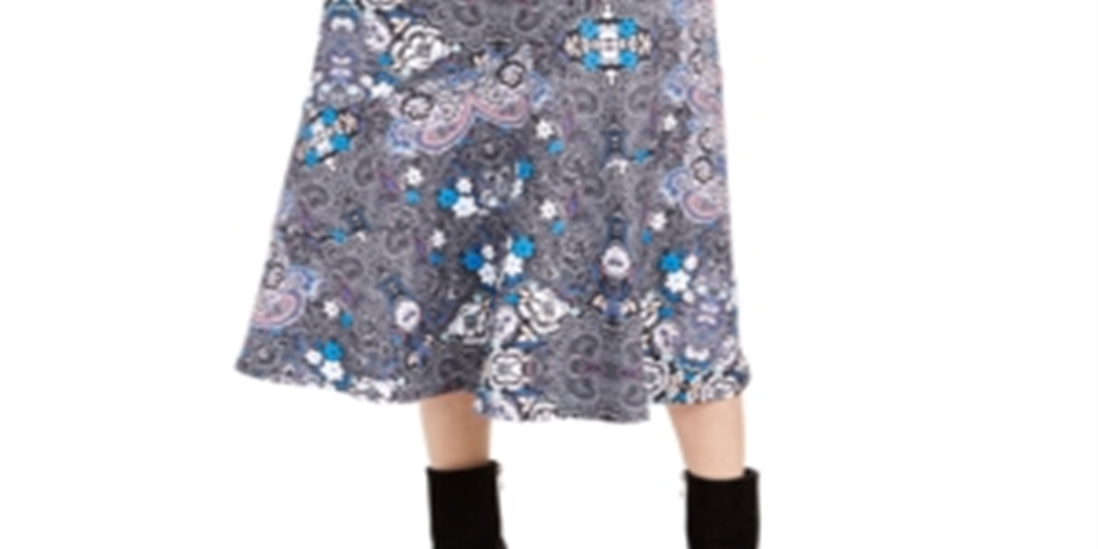 NY Collection Women's Diagonal Seamed Skirt Black Size Petite Small