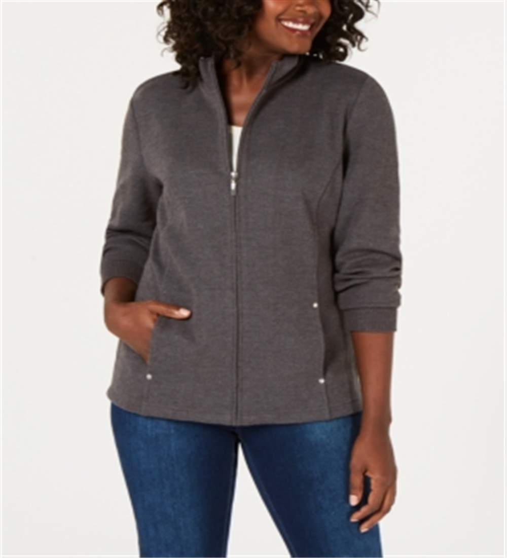 Karen Scott Women's Mock Neck Jacket Grey Size X-Small