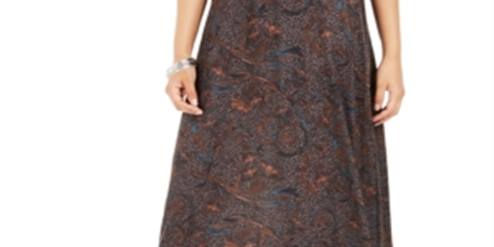 Style & Co Women's  Printed Pull-on Maxi Skirt  - Eccentric Gray Size Medium