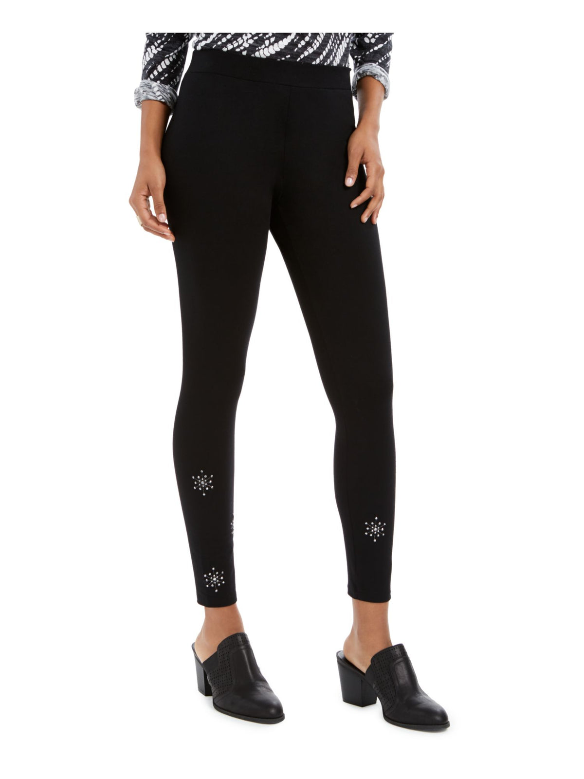 Style & Co Women's Snowflake Stud Leggings Black X-Small