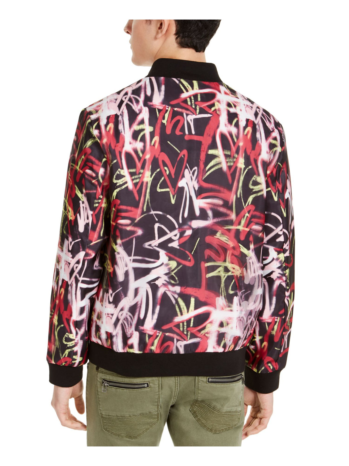 INC  Men's Patterned Zip up Jacket Red Size 2Xl