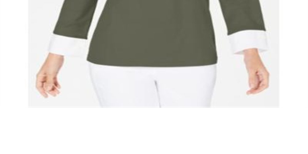 Karen Scott Women's Layered Look Cotton Top Green Size -S