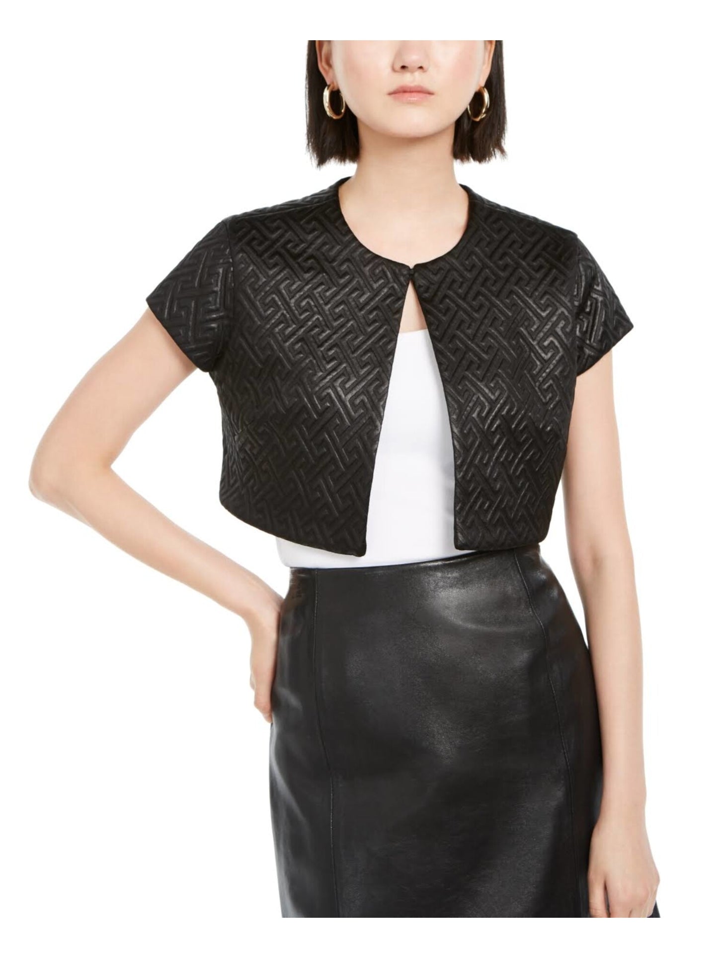 Natori Women's Quilted Maze Blazer Jacket Black Small