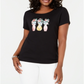 Karen Scott Women's Embroidered T-Shirt  Deep Black Size Large