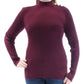 INC International Concepts Women's Mock neck Button trim Sweater Maroon Size L