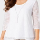JM Collection Women's  Petite Overlay Necklace Top Bright White Size Petite S