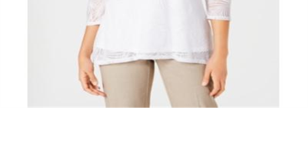 JM Collection Women's  Petite Overlay Necklace Top Bright White Size Petite S