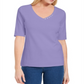 Karen Scott Women's Petite Button-Detail V-Neck To Lilac Sachet Size PM