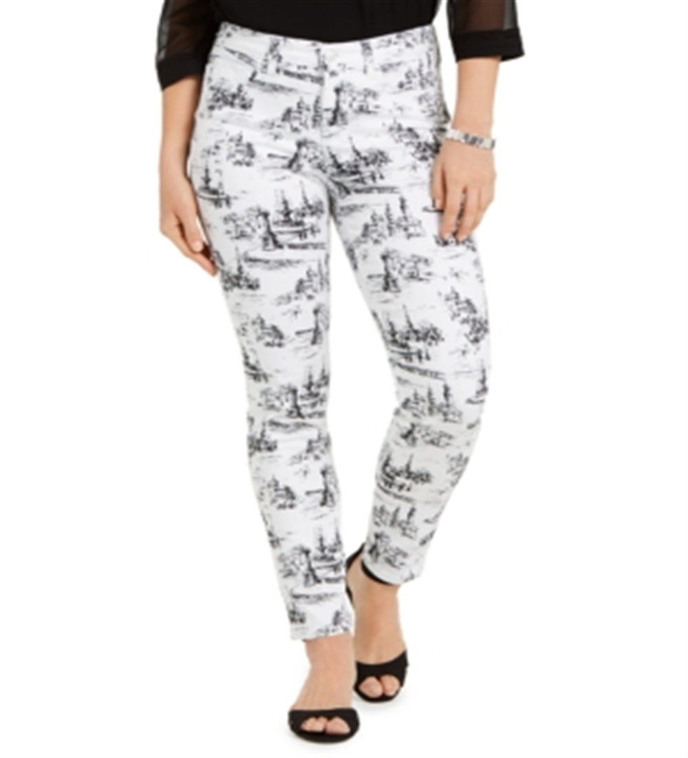 Charter Club Women's Printed Skinny Ankle Jeans  White Size 6