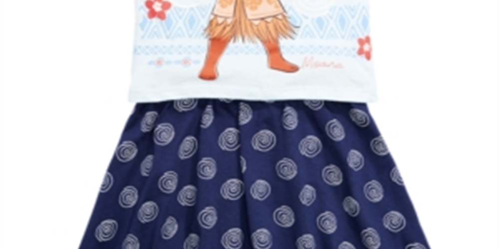 Disney Little Girl's 2 Pc Moana Tank Top & Printed Skirt Set Blue Size -6X