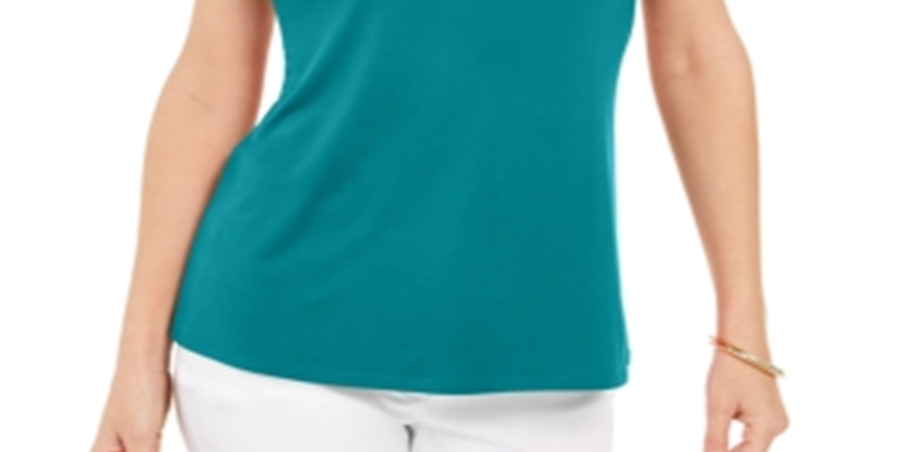 JM Collection Women's Twist-Neck Tank Top  Blue Size Small