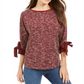 Charter Club Women's  3/4-Sleeve Bow-Trim Top  Red Size 2XL