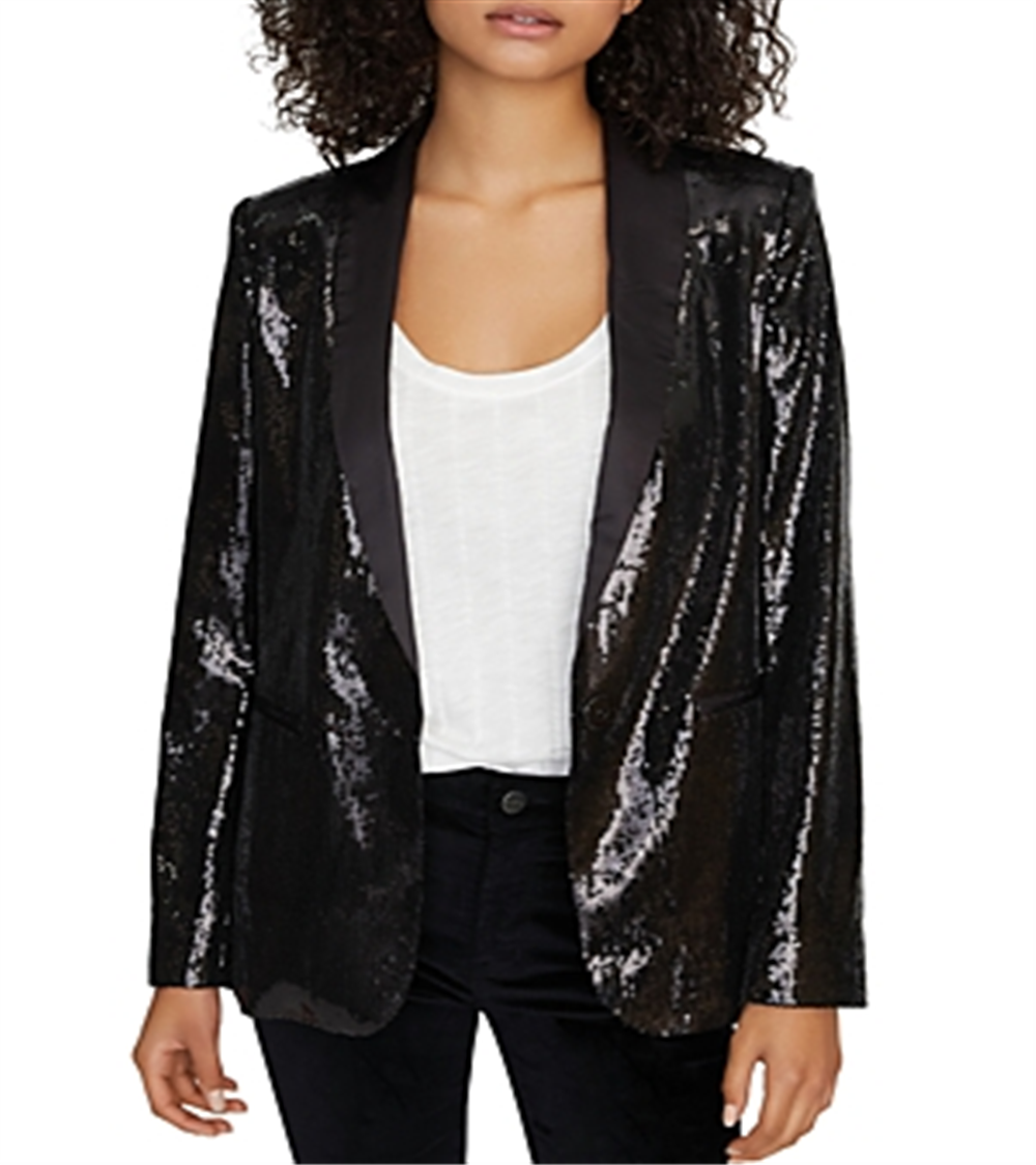 Sanctuary Women's Shine on Sequin Blazer Black Size 2XL