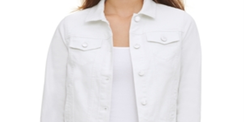 Calvin Klein Women's Denim Jacket White Size XL