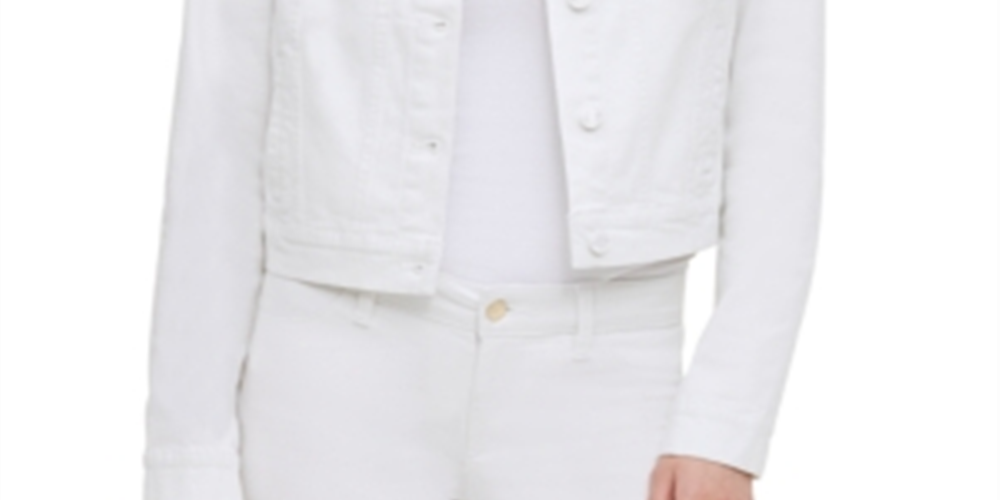 Calvin Klein Women's Denim Jacket White Size XL