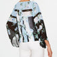 Alfani Women's Printed Angel-Sleeve Top Print Blue Size Medium