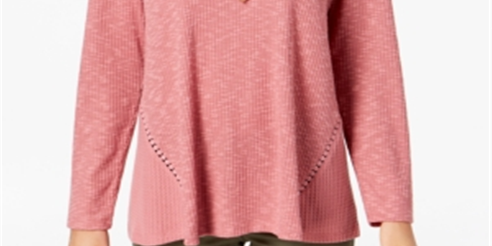 Style & Co Women's Waffle Knit Top Red Size Small