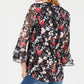 Charter Club Women's Floral Long Sleeve Tunic Cocktail Top Blue Size Small