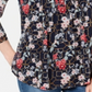 Charter Club Women's Floral Long Sleeve Tunic Cocktail Top Blue Size Small
