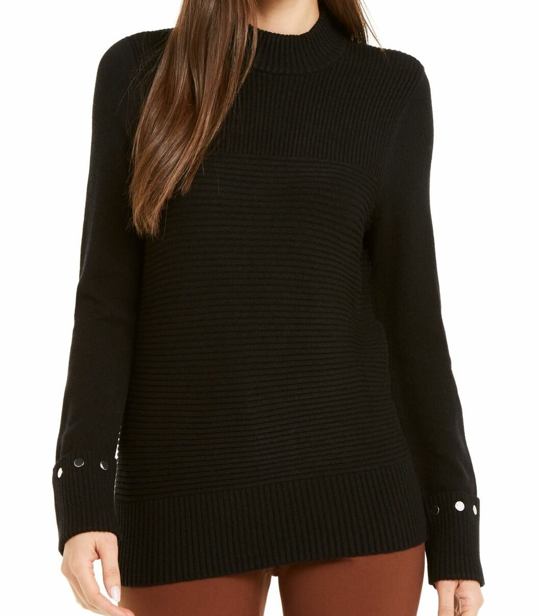 Alfani Women's Sweater  Pullover Ribbed-Knit Black Size Medium