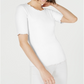 Maison Jules Women's Crewneck Elbow-Sleeve Top Bright White Size Small