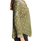 Lucky Brand Women's 3/4 Sleeve Printed Henley Top Green Size Medium