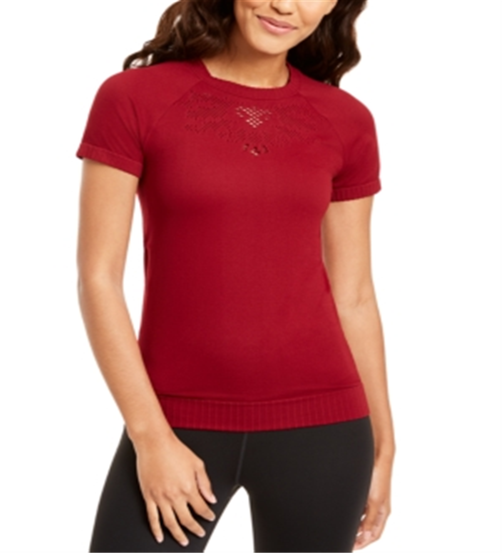 Ideology Women's  Seamless Perforated Top  Red Size Medium