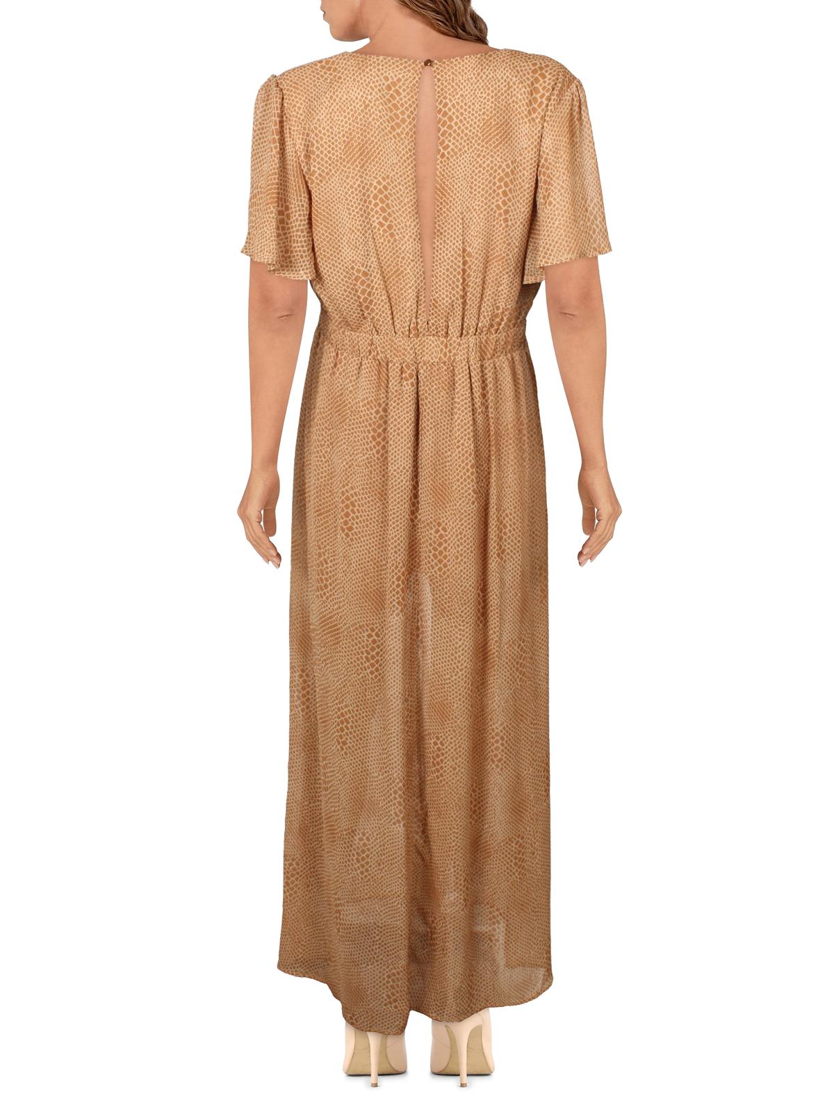 Material Girl Women's Cap Sleeve MIDI Hi Lo Dress Brown Size X-Small