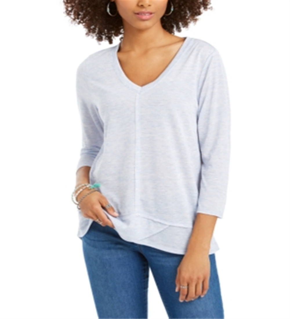 Style & Co Women's V Neck Top Purple Size Small