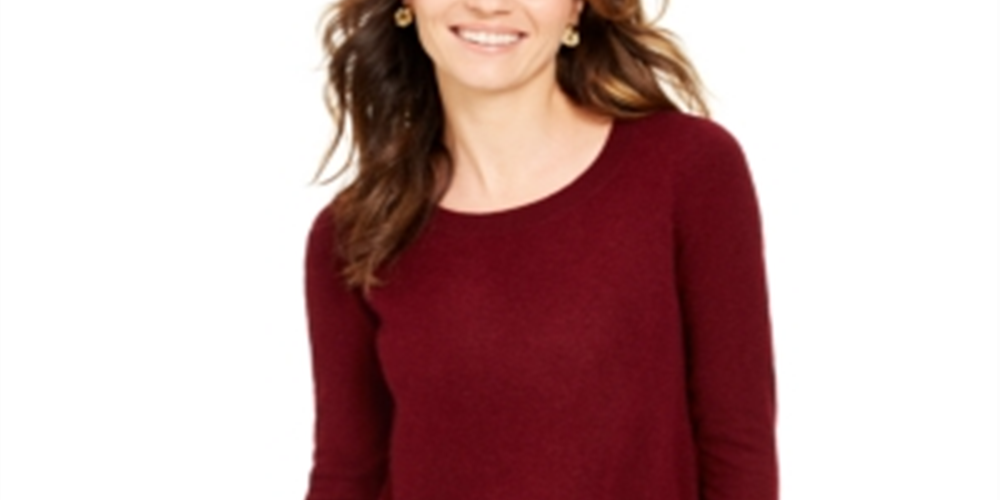 Charter Club Women's Cashmere Crewneck Sweater Red Size Large