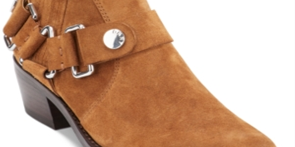 Dkny Womens Square Toe Block Heel Zip-up Leather Booties Brown 7 M
