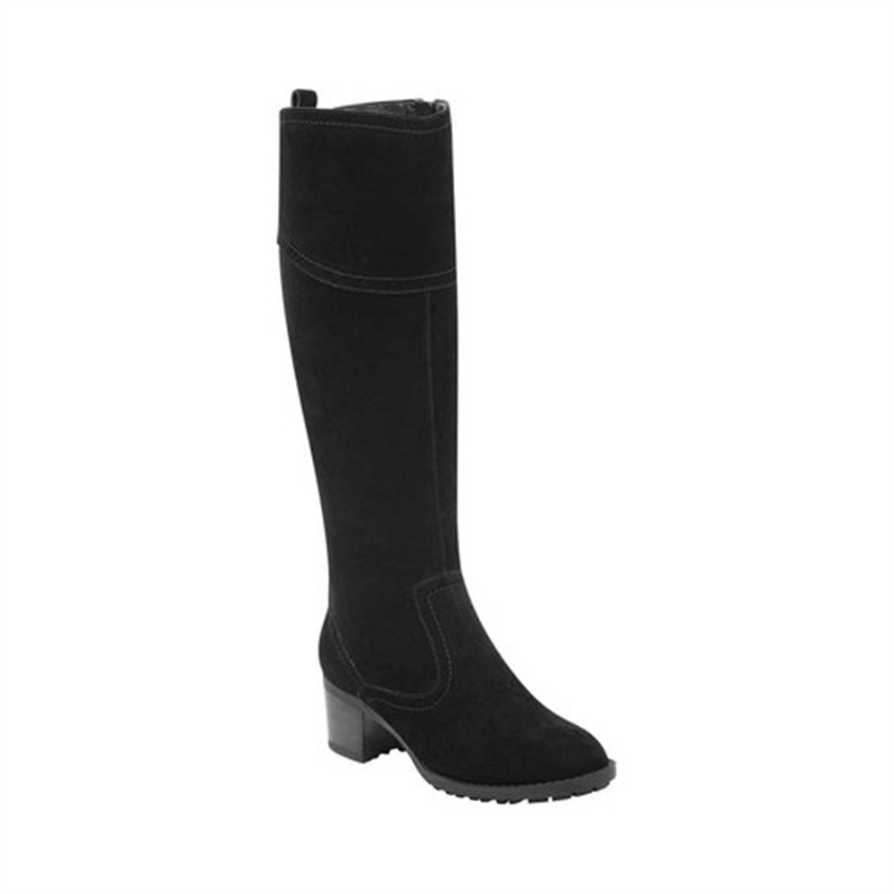 Easy Spirit Womens Grazes Leather Almond Toe Knee High Fashion, Black, Size 9.5