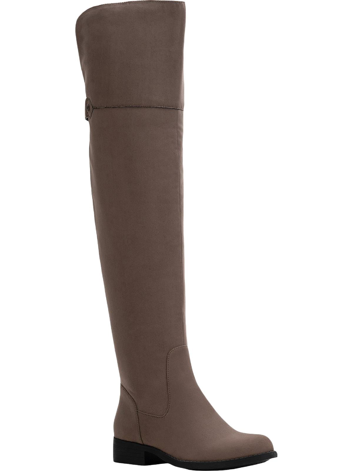 Sun Stone Womens Beige Round Toe Block Heel Zip-up Boots Brown Size 8.5