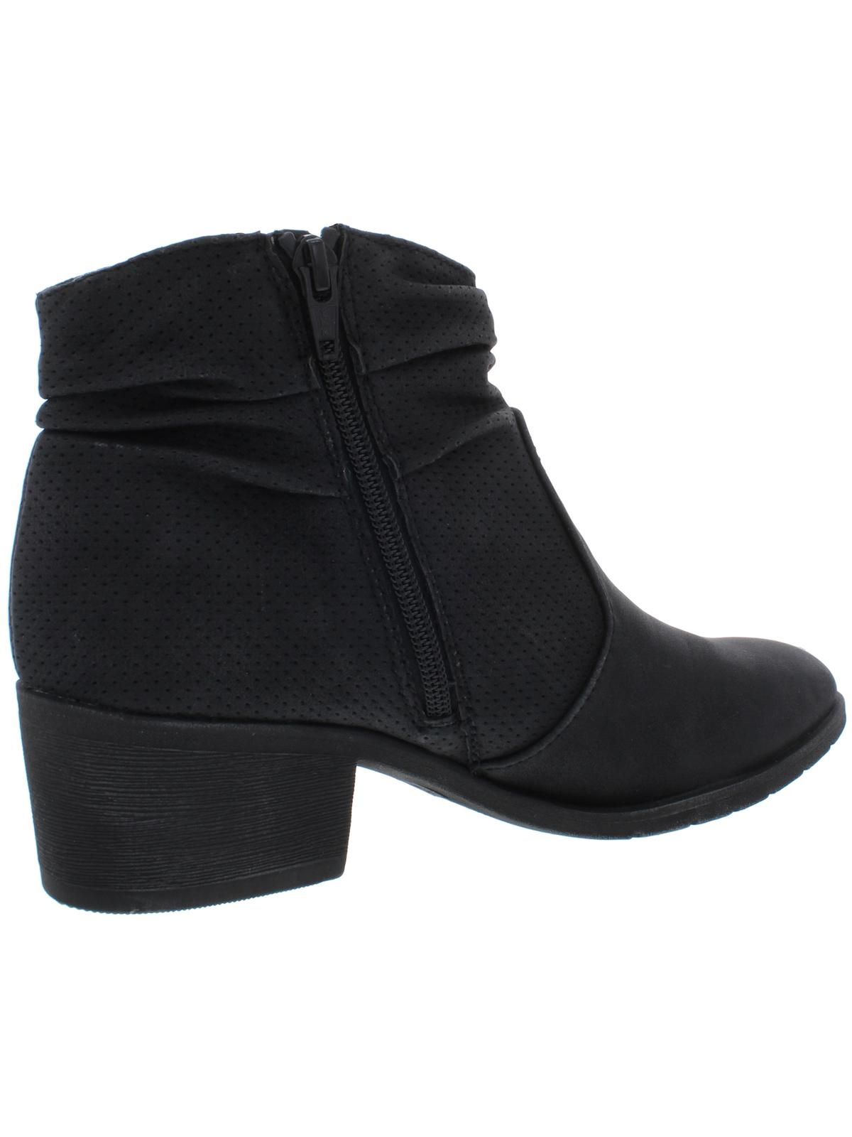 White Mountain Womens Uptown Faux Leather Perforated Ankle Boots Black Size 5 M