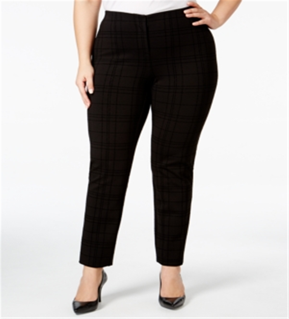 Alfani Women's Plus Hollywood Printed Skinny Pants Black Size 20W