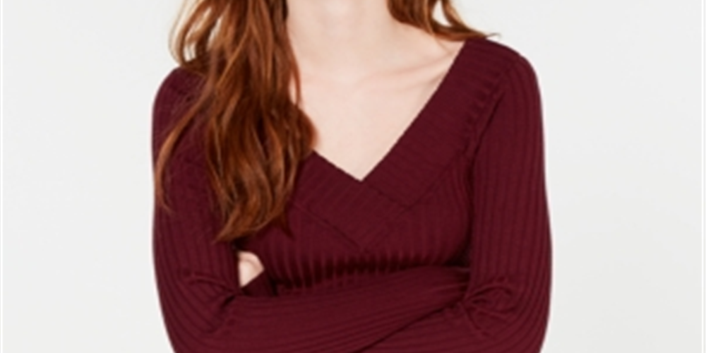Freshman Women's Knit Ribbed Pullover Sweater Maroon Size X-Small