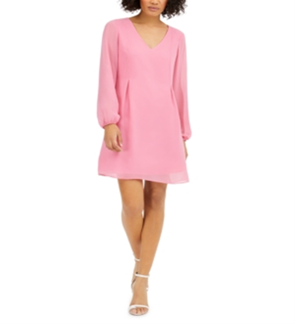 INC International Concepts Women's Bow Back Chiffon Dress Pink Size X-Small