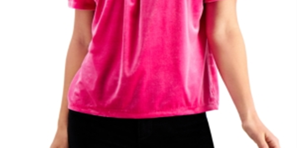 Charter Club Women's Velvet Short Sleeve Top Black Size Large