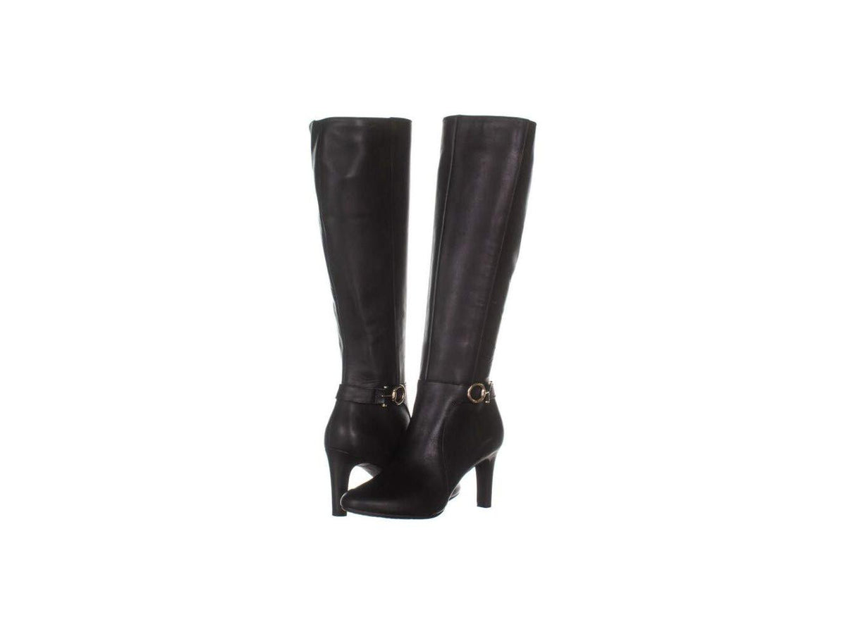 Bandolino Womens Lella Solid Almond Toe Knee-High Boots Black Size 6 M