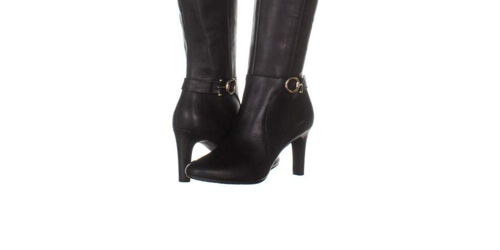 Bandolino Womens Lella Solid Almond Toe Knee-High Boots Black Size 6 M