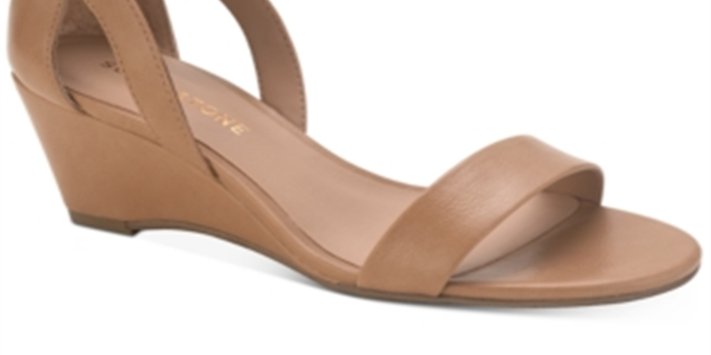 Sun + Stone Women's Jossie Faux Suede Wedge Sandals Tan Size 11 M
