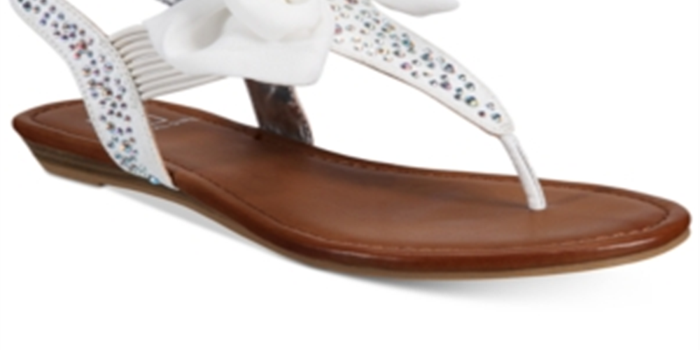 Material Girl Women's Swan Split Toe Casual T-Strap Sandals White Size 5