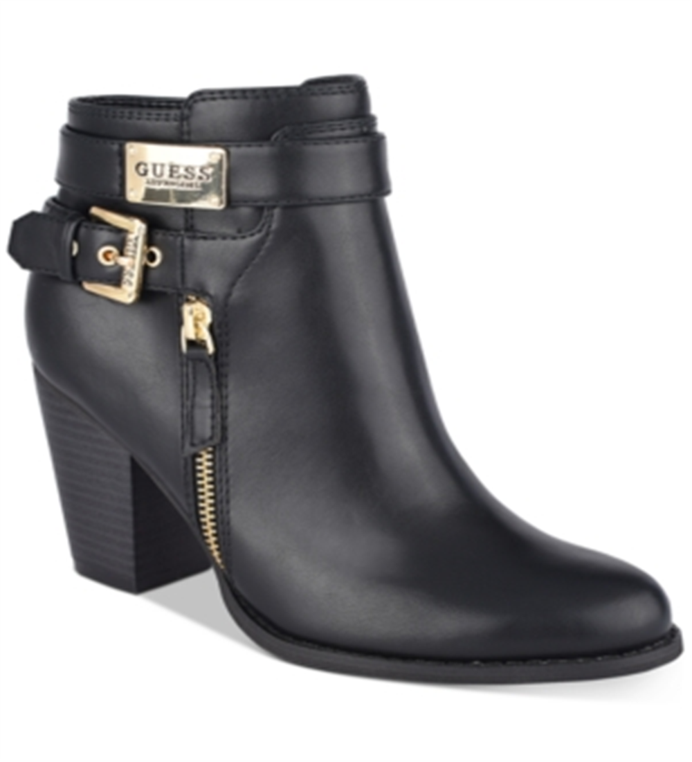 Guess Gather Dress Booties Leather Black Size 7.5 M